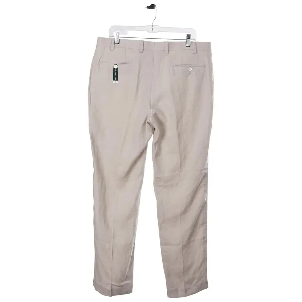 NWOT LAUREN RALPH LAUREN Pants Men 36x30 Beige Linen Pockets Dress Casual